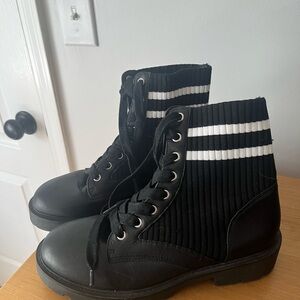 Steve Madden Black Boots with White Stripes